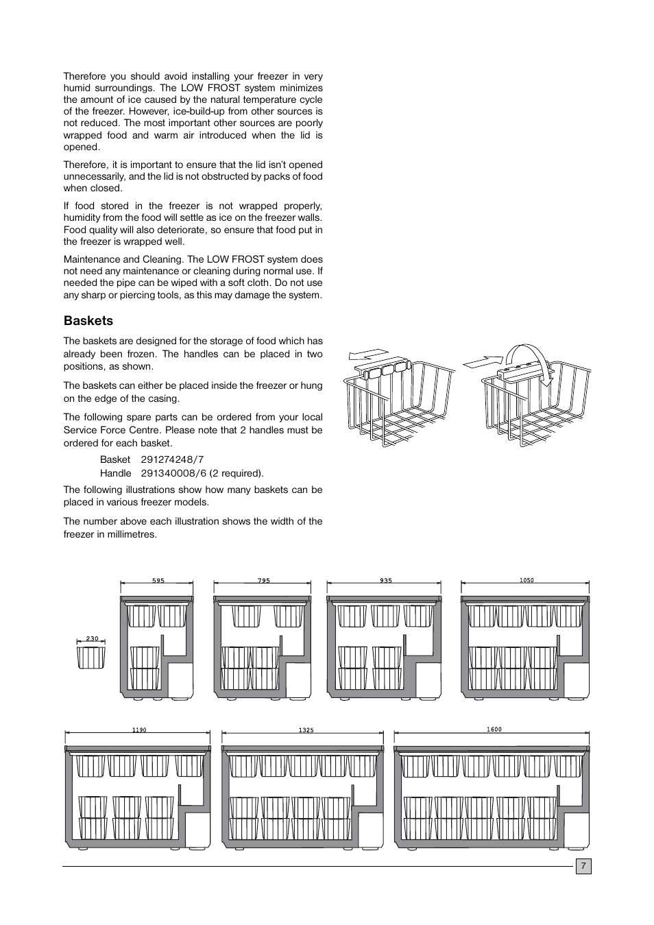 Baskets | Zanussi ZCF 127 C User Manual | Page 7 / 16