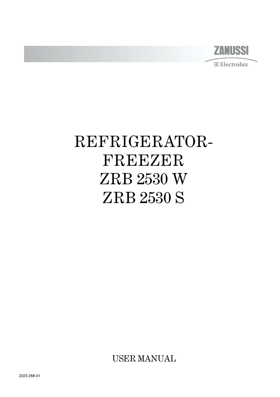 Zanussi ZRB 2530 W User Manual | 20 pages