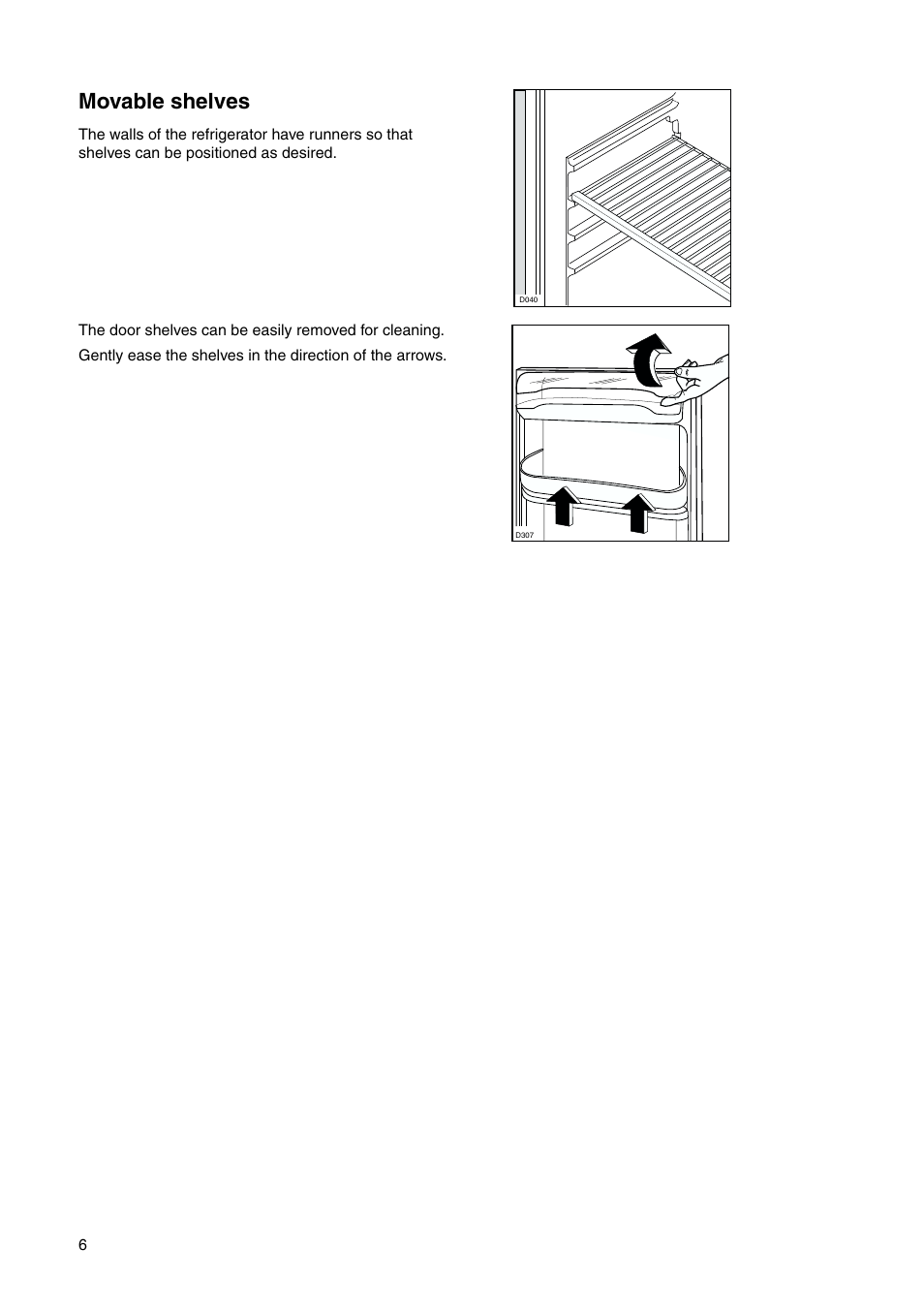 Movable shelves | Zanussi ZRB 2530 W User Manual | Page 6 / 20