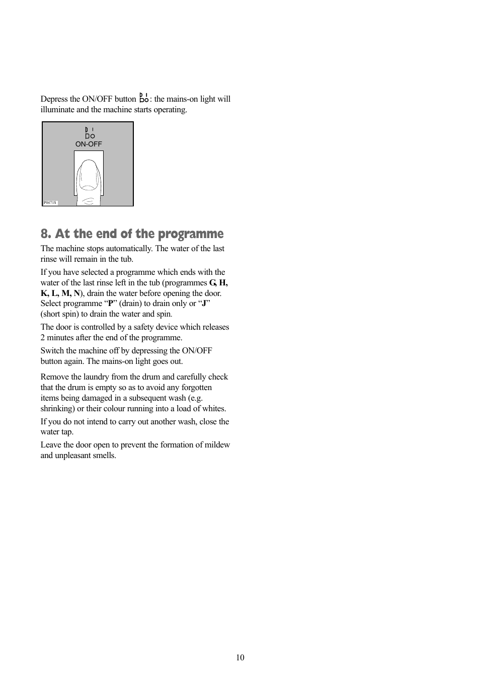 At the end of the programme | Zanussi ZT 1012 User Manual | Page 10 / 28