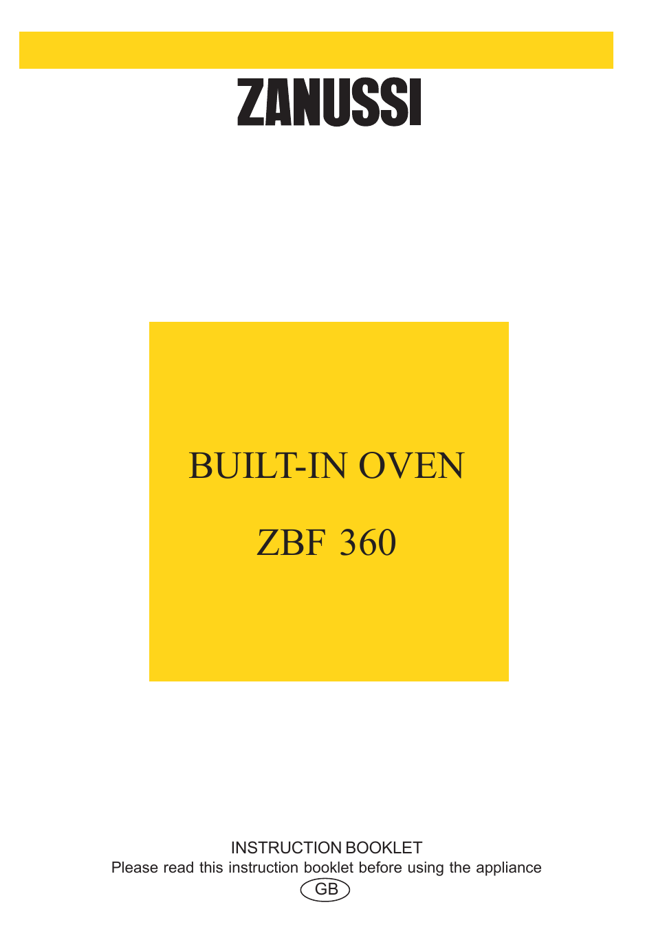 Zanussi ZBF 360 User Manual | 20 pages