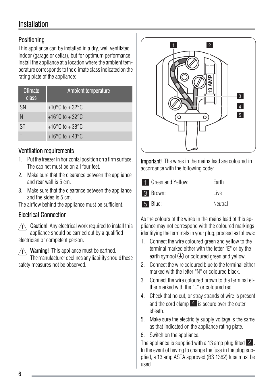 Installation | Zanussi ZFC639WAP  EN User Manual | Page 6 / 8