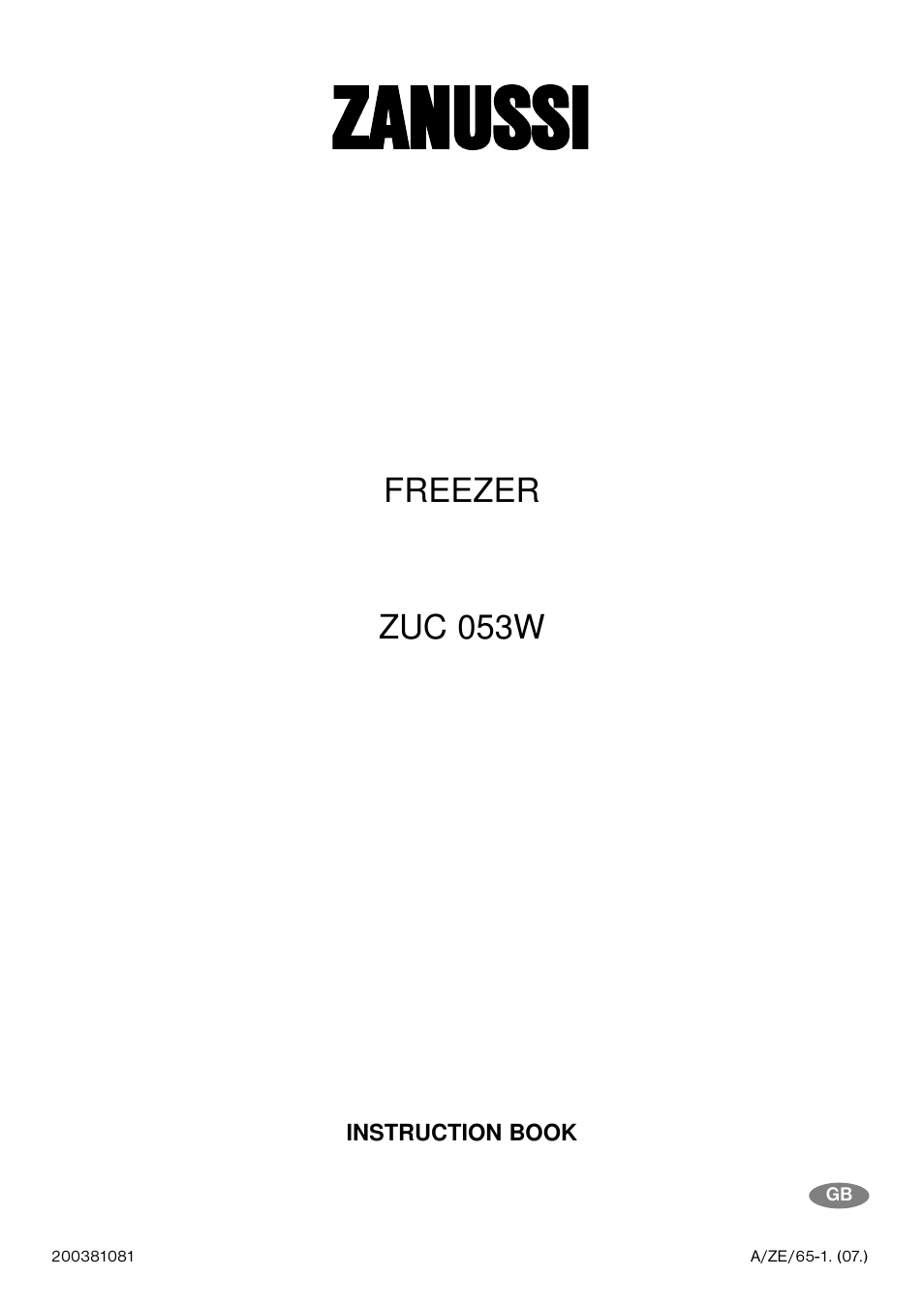 Zanussi ZUC 053W User Manual | 16 pages