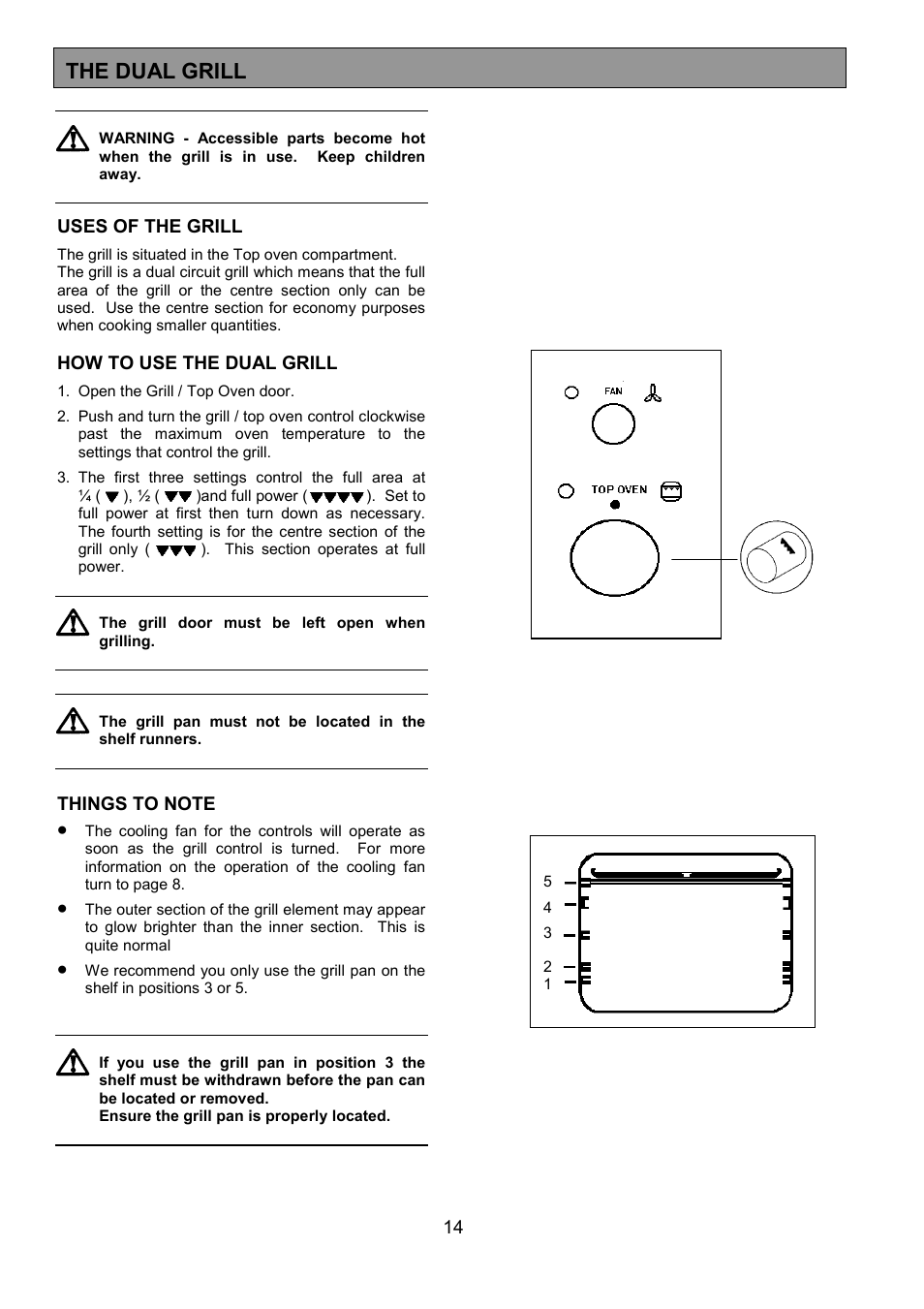 The dual grill | Zanussi ZHQ 575 User Manual | Page 14 / 60