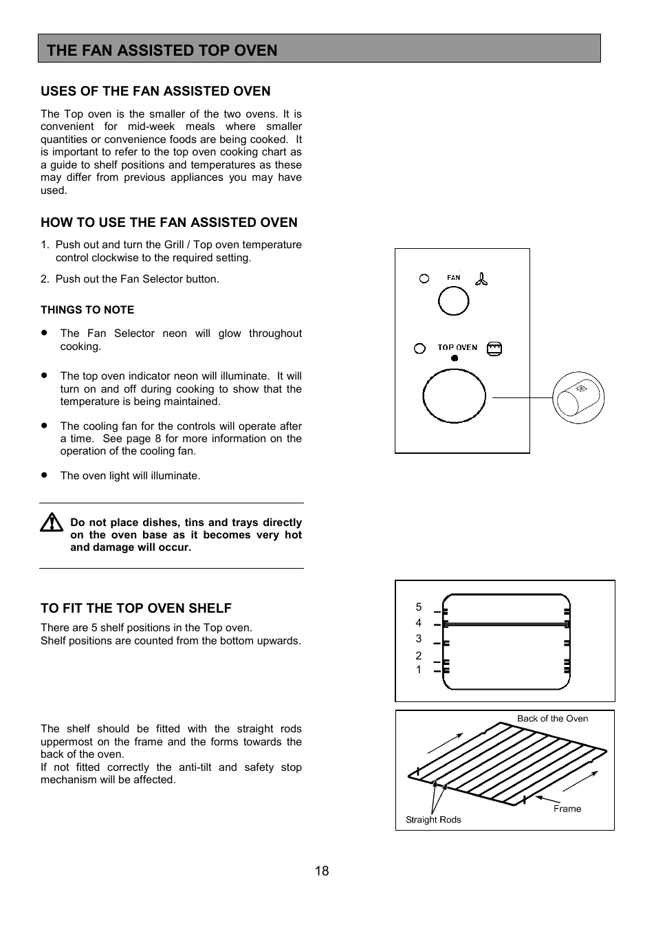 The fan assisted top oven | Zanussi ZHQ 575 User Manual | Page 18 / 60