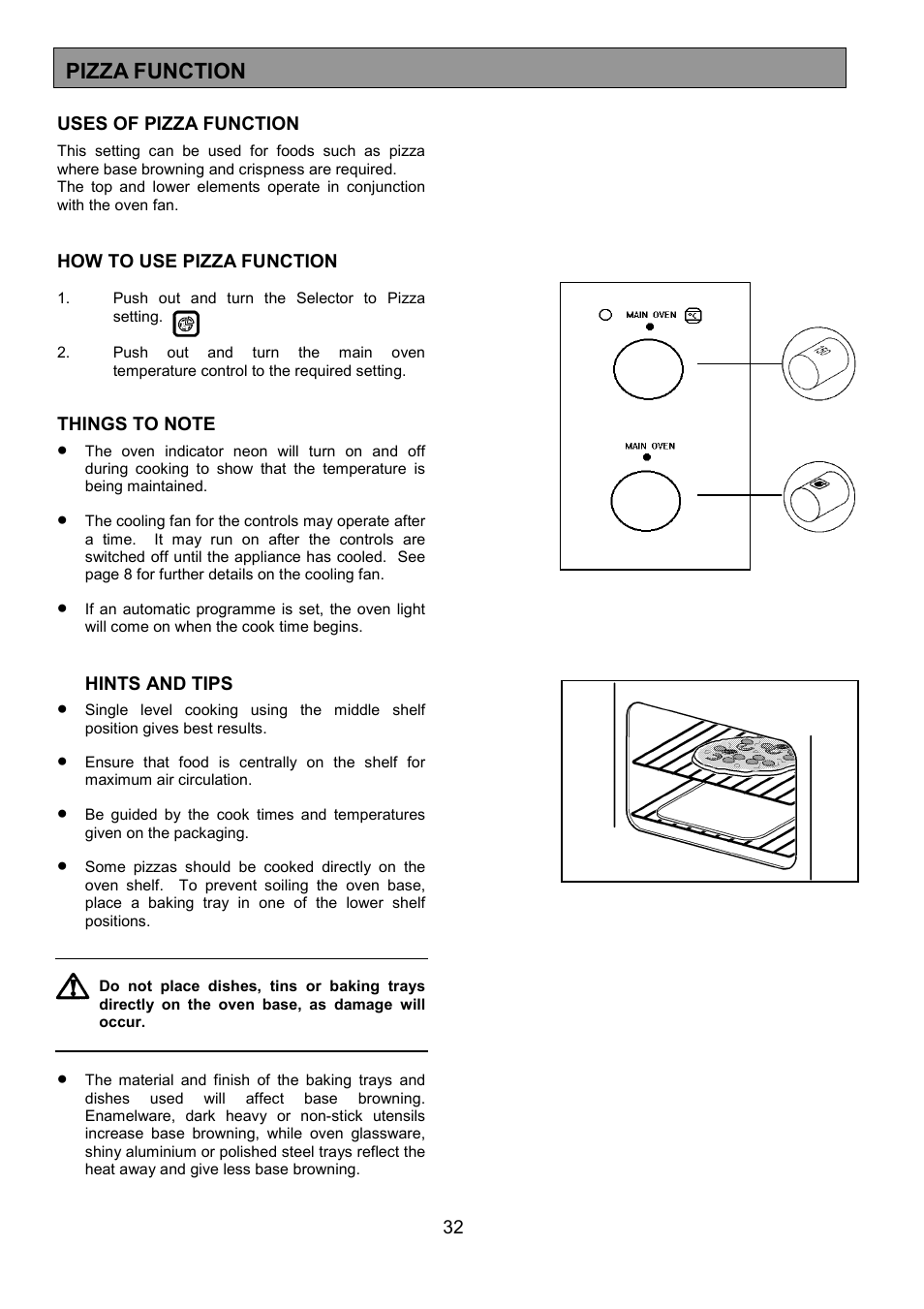 Pizza function | Zanussi ZHQ 575 User Manual | Page 32 / 60