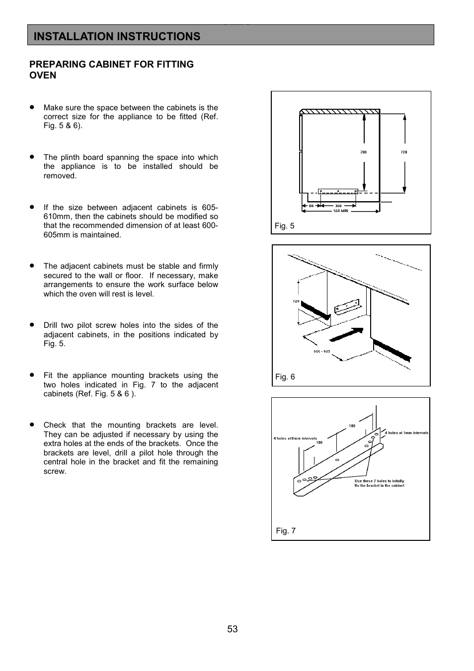 Installation instructions | Zanussi ZHQ 575 User Manual | Page 53 / 60