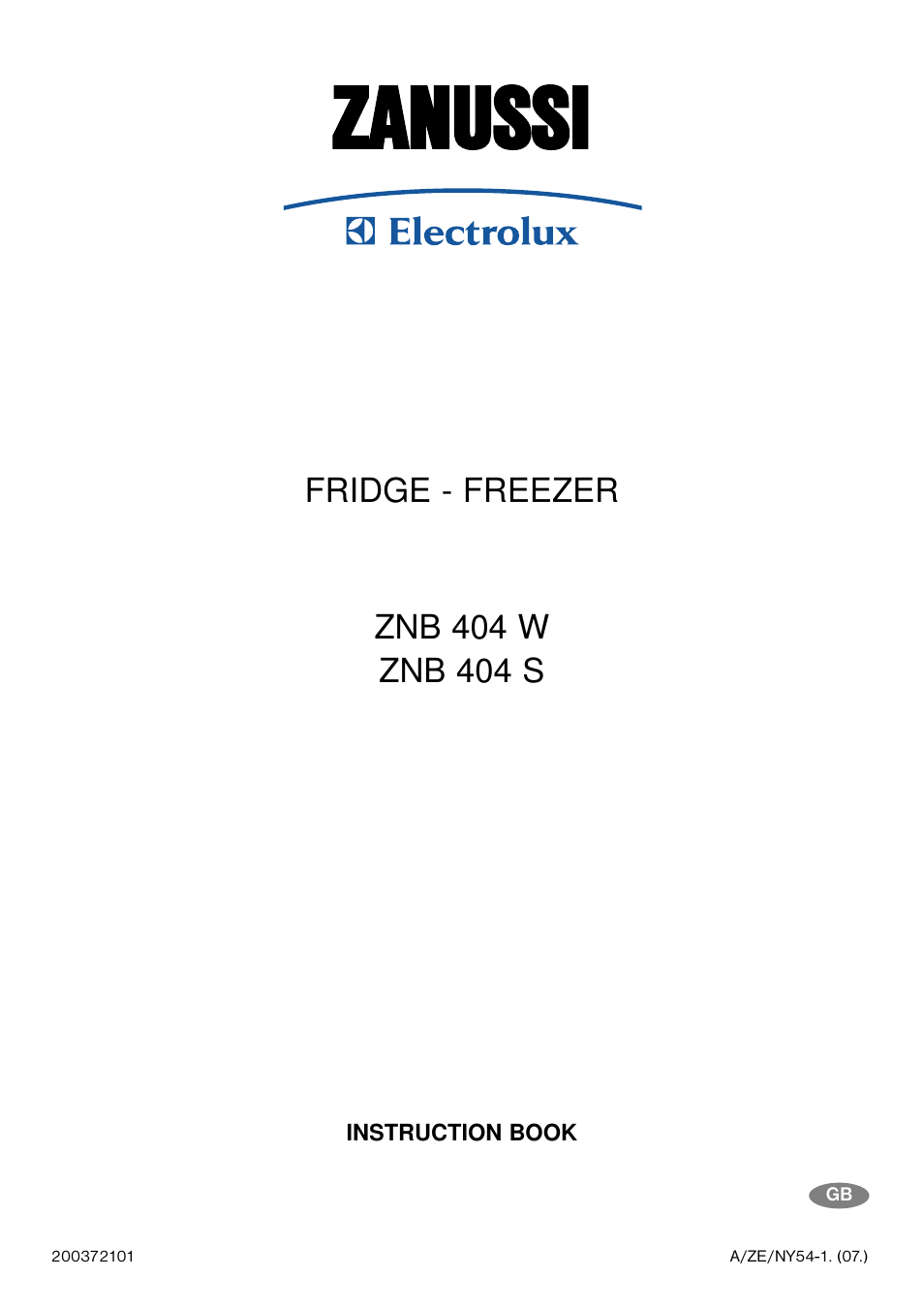 Zanussi ZNB 404 S User Manual | 24 pages