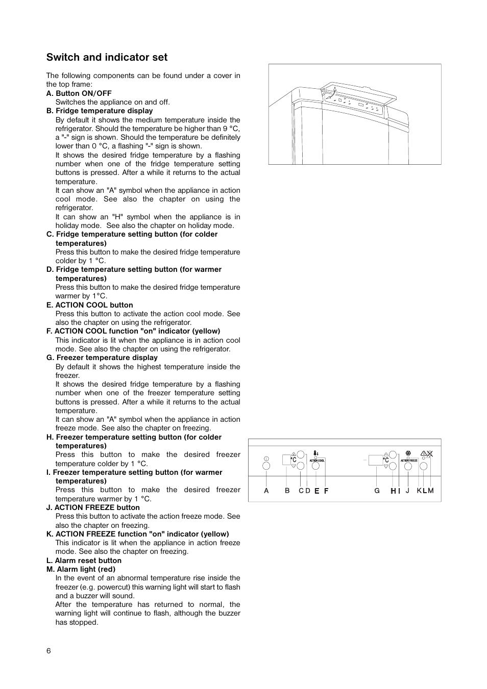 Switch and indicator set | Zanussi ZNB 404 S User Manual | Page 6 / 24