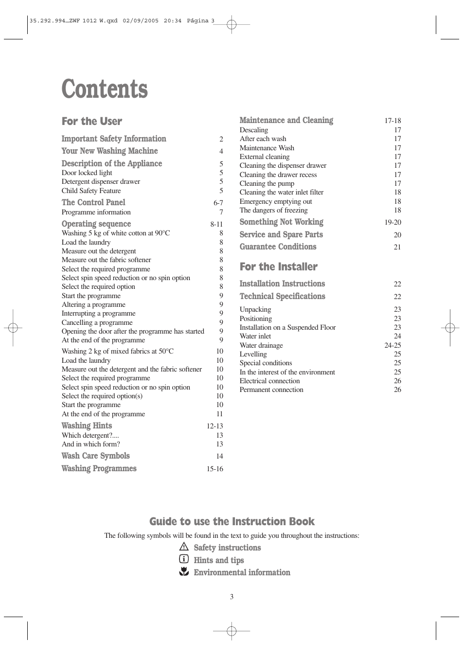 Zanussi ZWF 1012 W User Manual | Page 3 / 28