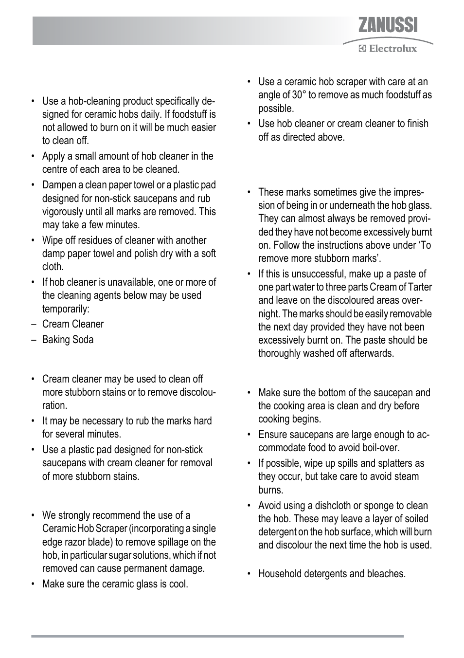 Daily cleaning | Zanussi ZKC5020 User Manual | Page 23 / 36