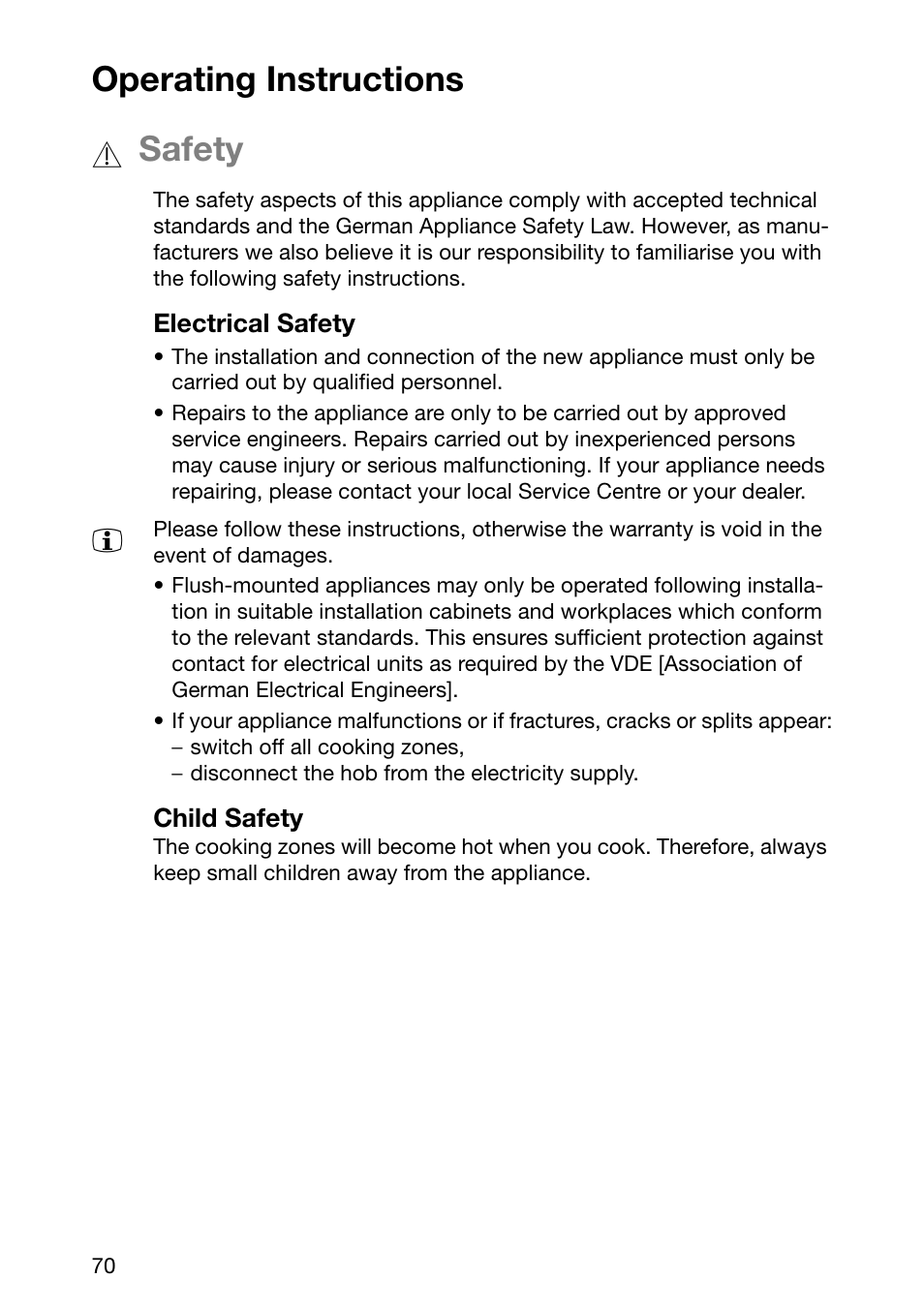 Operating instructions, Safety | Zanussi ZKF 661 LN User Manual | Page 4 / 26
