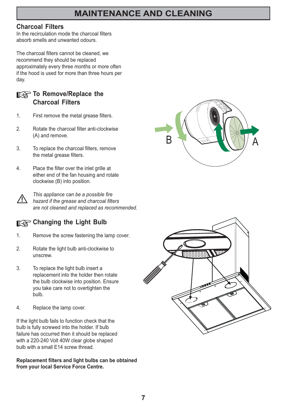 Maintenance and cleaning | Zanussi ZHC705 User Manual | Page 7 / 16