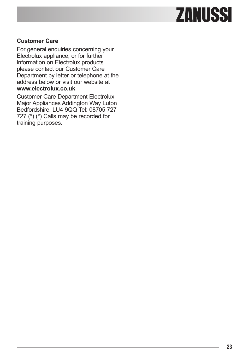 Zanussi ZDC 47100 W User Manual | Page 23 / 26