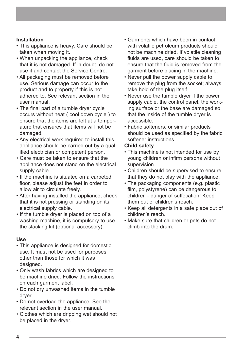 Zanussi ZDC 47100 W User Manual | Page 4 / 26
