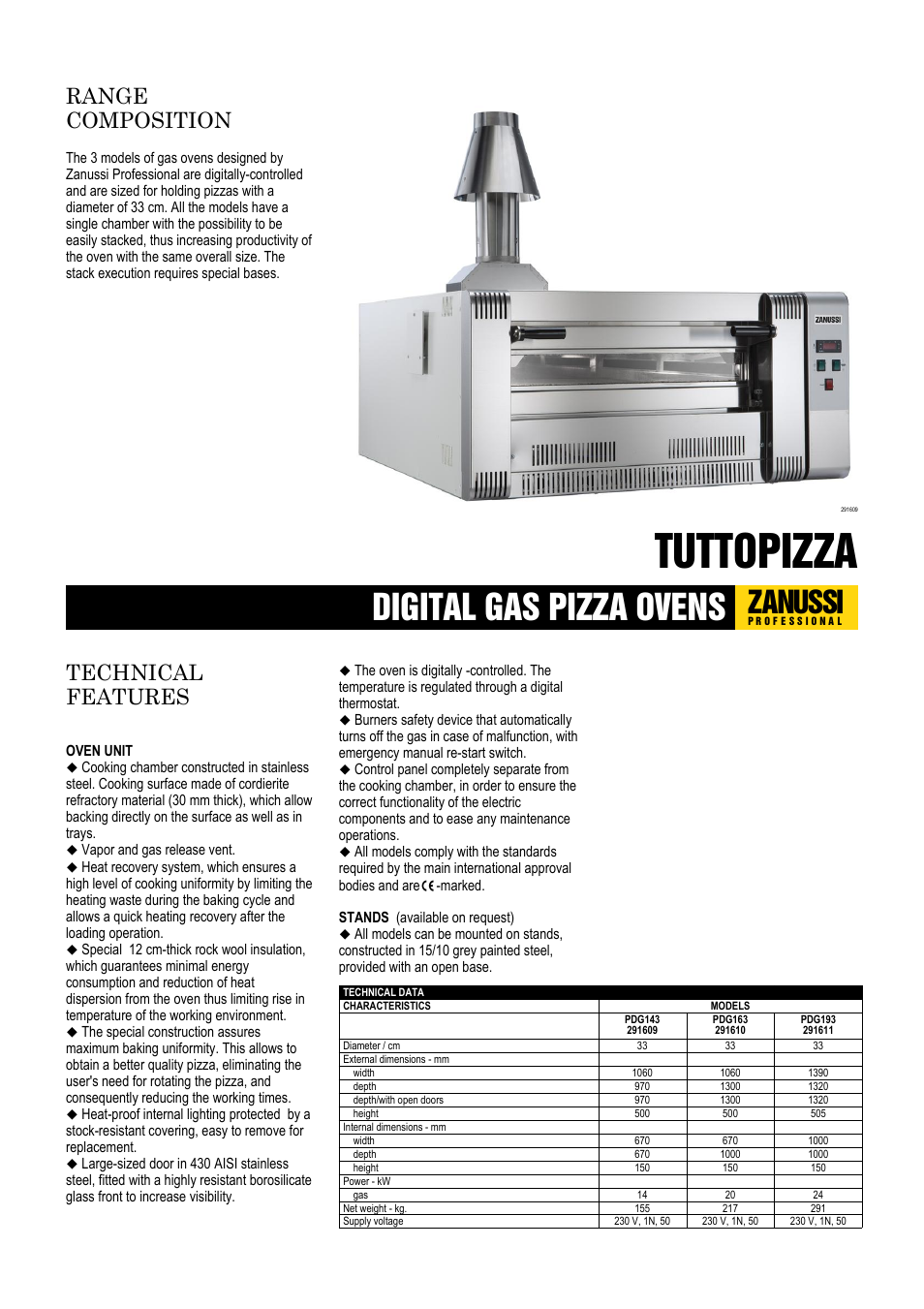 Zanussi Tuttopizza PDG933 User Manual | 2 pages
