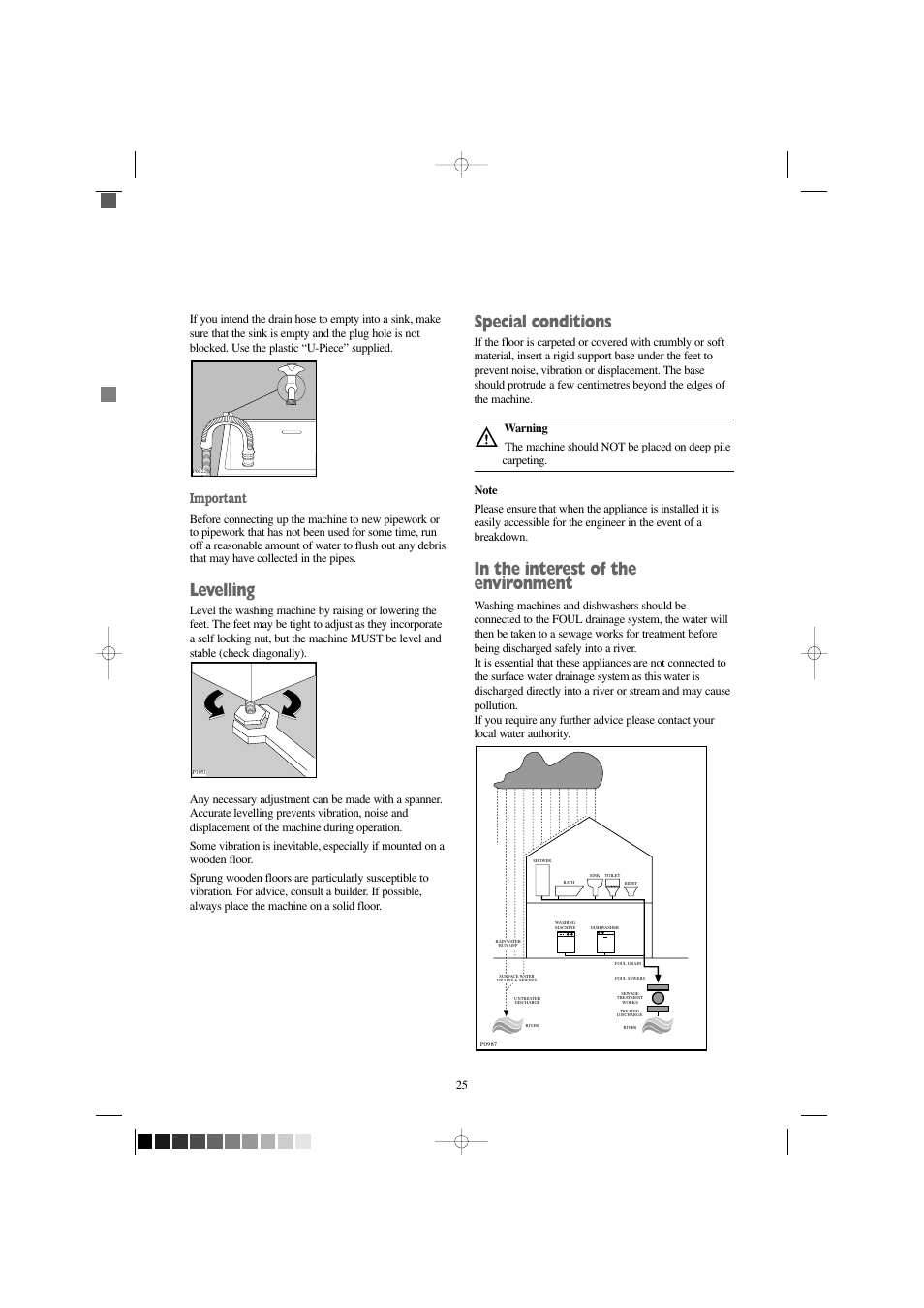 Levelling, Special conditions, Important | Zanussi FJD 1466 W User Manual | Page 25 / 27