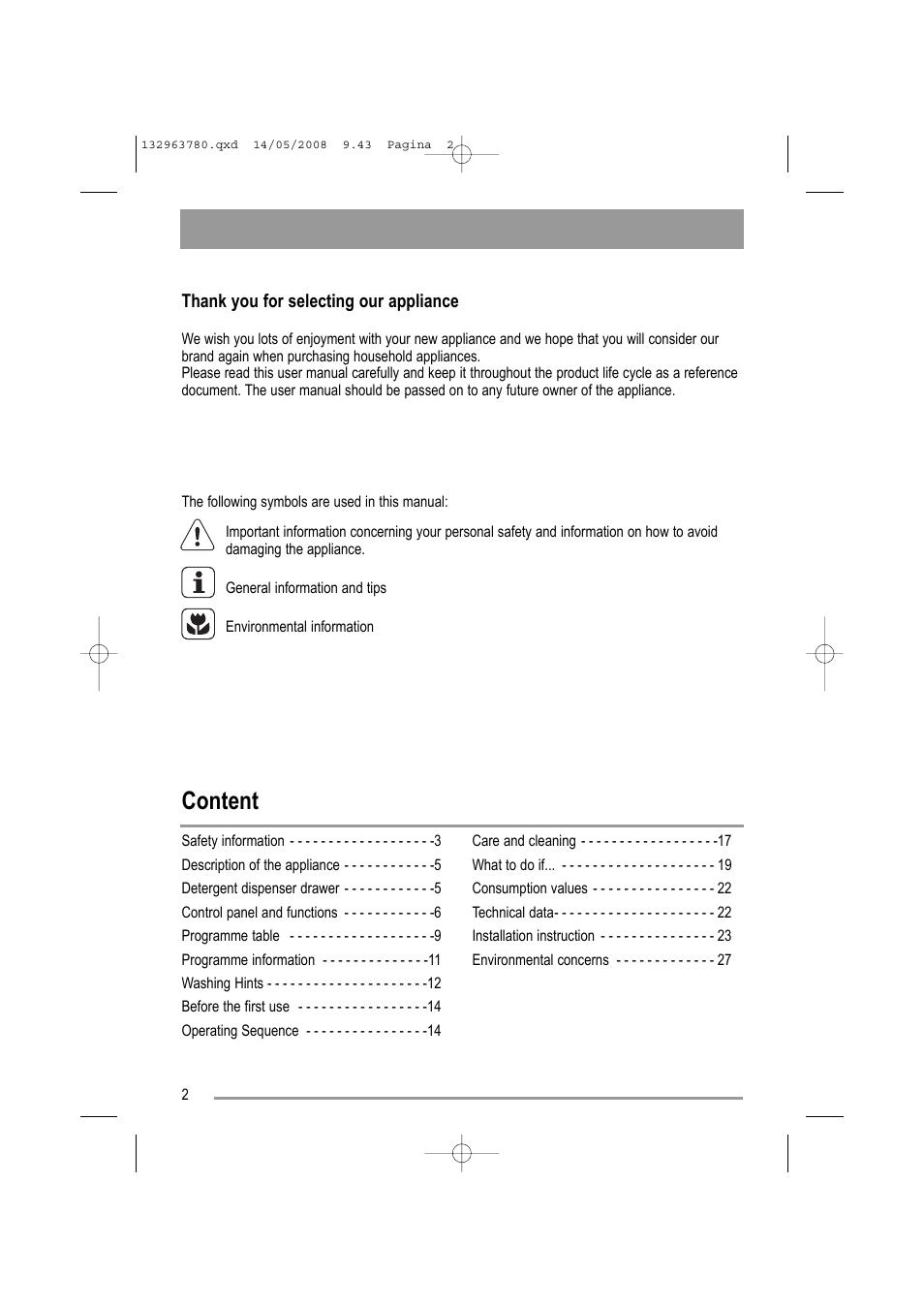 Content | Zanussi ZWF16070 W1 User Manual | Page 2 / 28