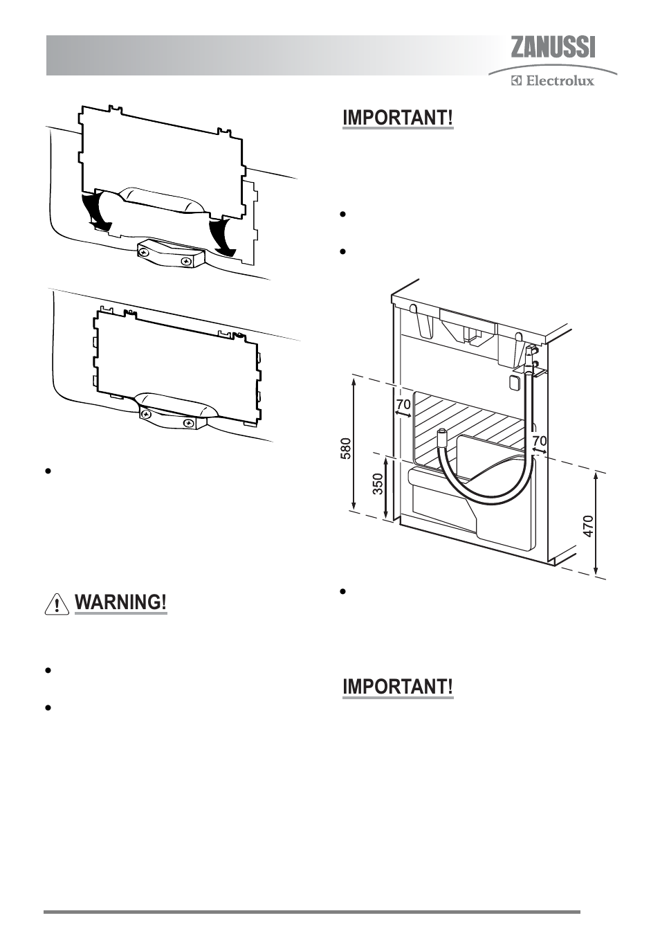 Connecting to gas supply, Fitting the stability chain, Warning | Important | Zanussi ZKM6040 User Manual | Page 39 / 44