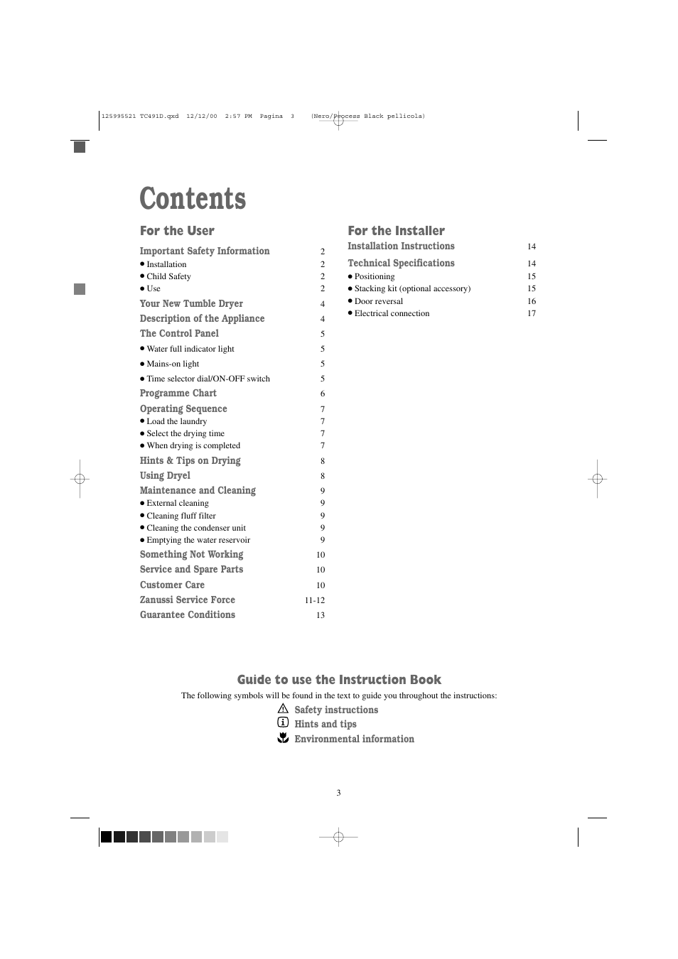 Zanussi TC 491 D User Manual | Page 3 / 18