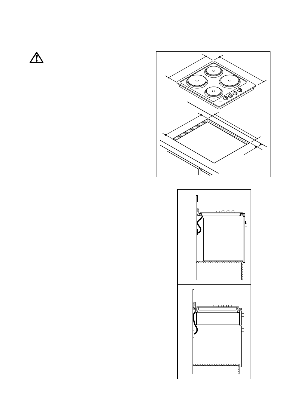 Building in, Installation, Building over a cupboard or drawer | Cut out size | Zanussi ZEA 85 User Manual | Page 12 / 16