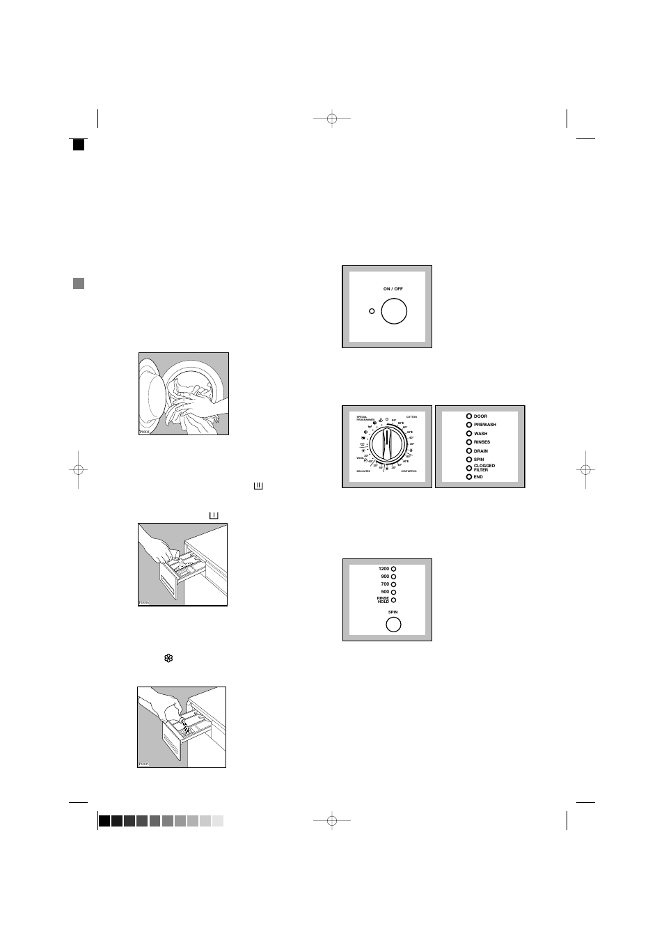 Operating sequence, Load the laundry, Measure out the detergent | Measure out the fabric softener, Switch the machine on, Select the required programme, Select the spin speed or rinse hold option | Zanussi ZJ 1217 User Manual | Page 10 / 31