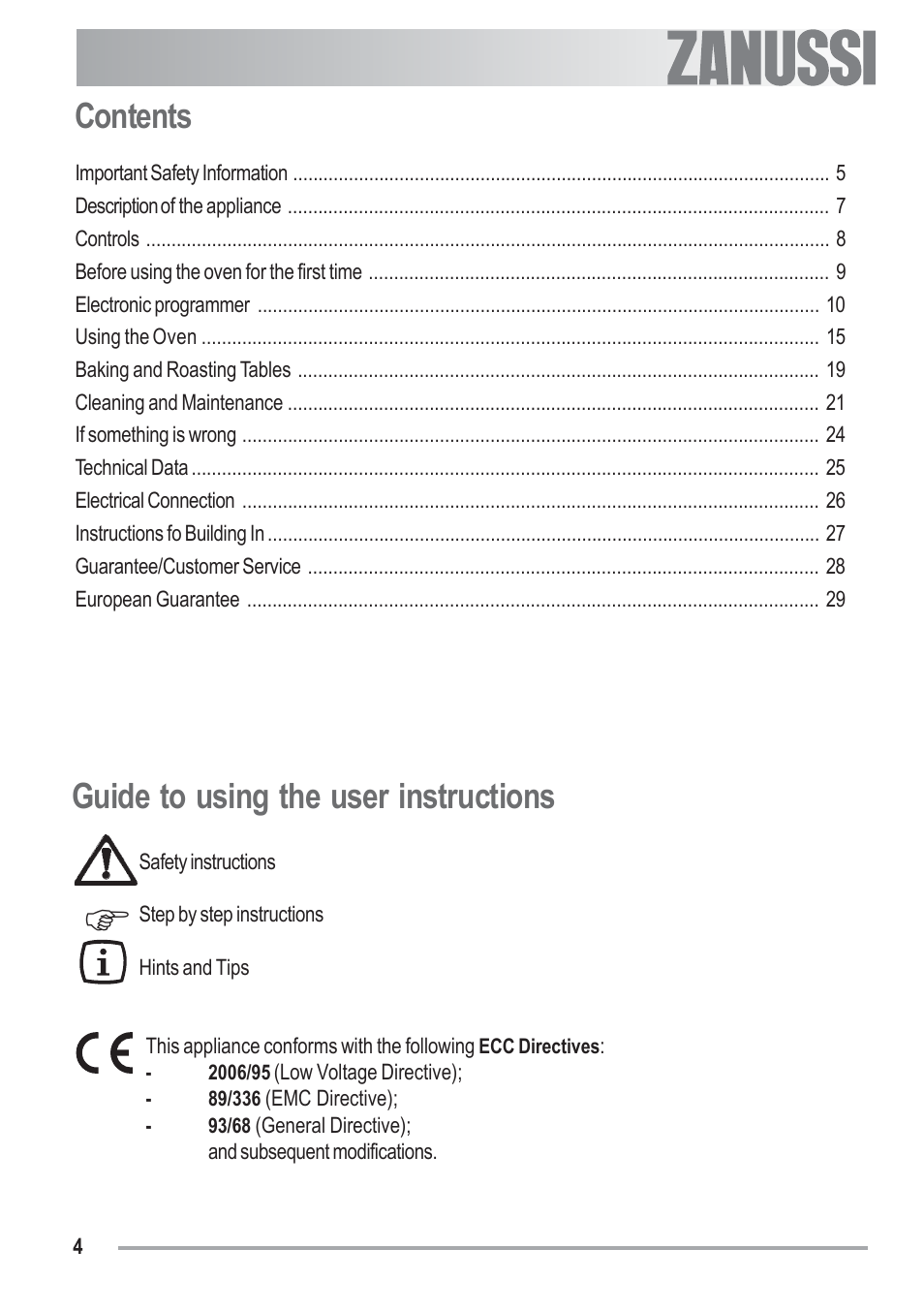 Zanussi U33008 ZOB 330 User Manual | Page 4 / 32
