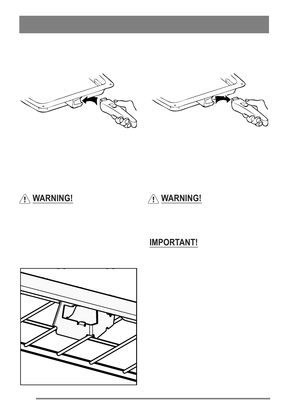 The grill pan and handle, Warning, Important | Zanussi U30356 ZKC6010 User Manual | Page 10 / 32