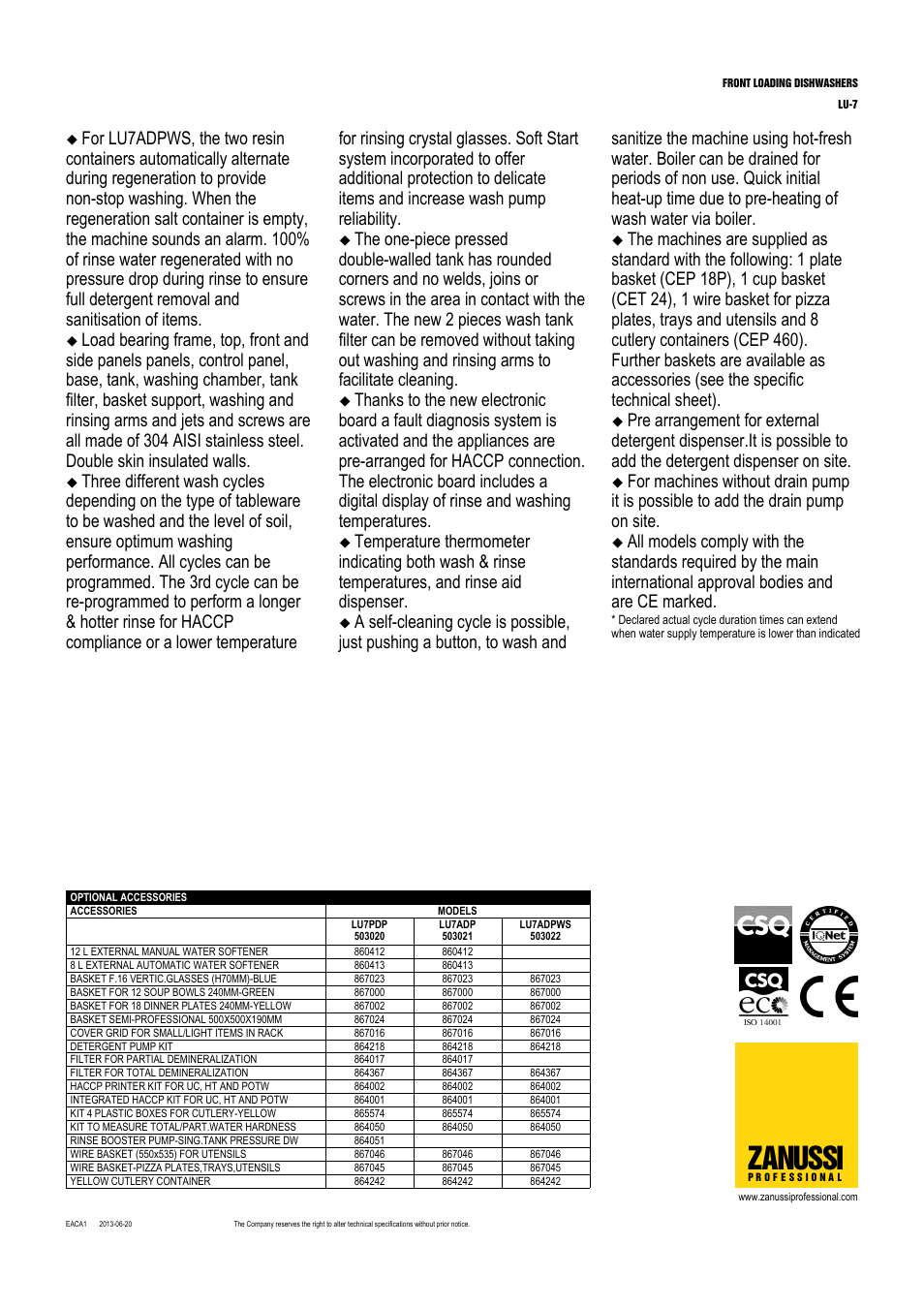 Zanussi | Zanussi LU7PDP User Manual | Page 2 / 3