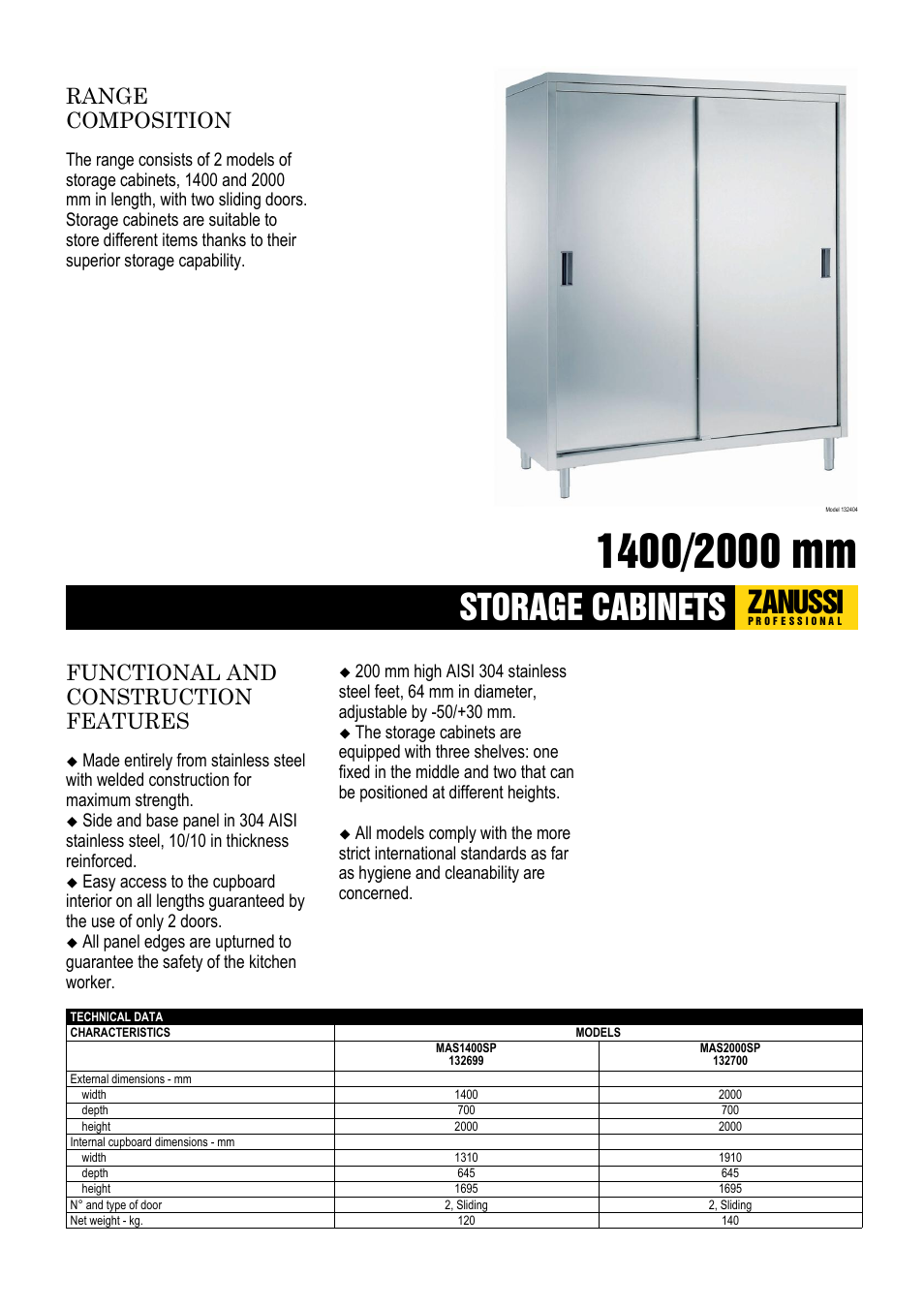 Zanussi MAS1400SP User Manual | 2 pages