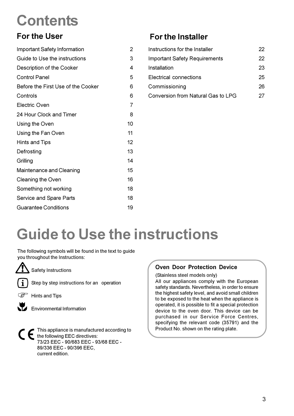 Zanussi MIXED FUEL COOKER ZCM 600 User Manual | Page 3 / 28