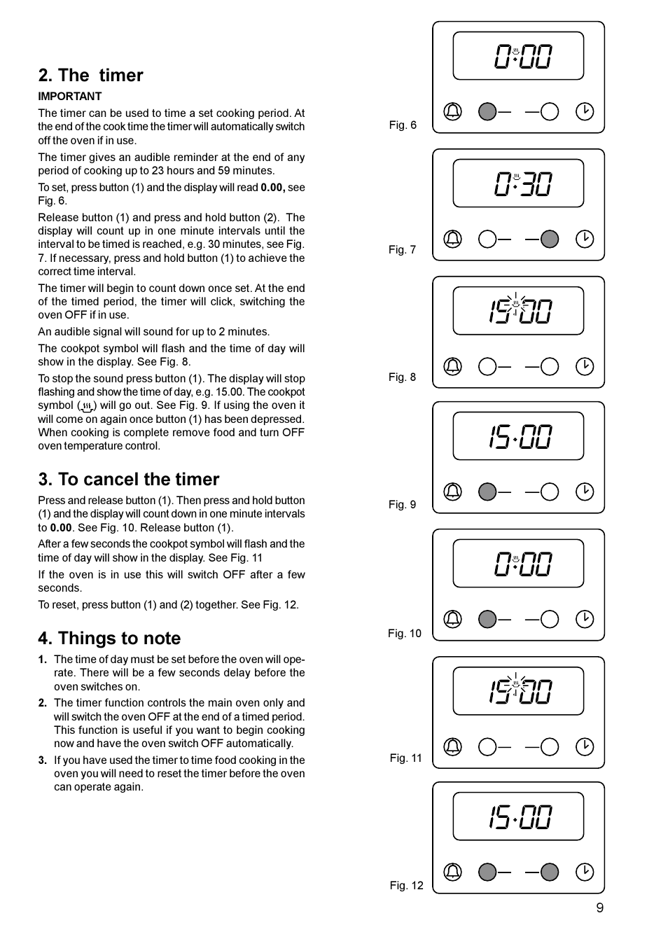 The timer | Zanussi MIXED FUEL COOKER ZCM 600 User Manual | Page 9 / 28