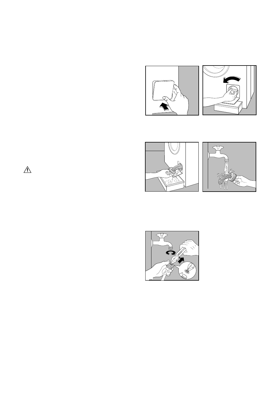 Cleaning the filter, The dangers of freezing, The water drain filter | Warning, The water inlet filters | Zanussi FLS 1084 User Manual | Page 17 / 26