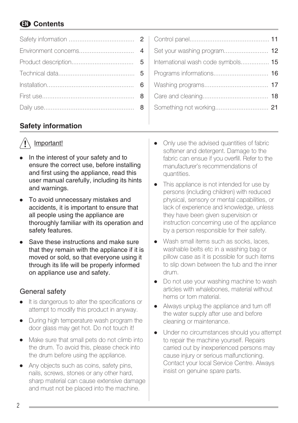 Zanussi ZWH6121 P User Manual | Page 2 / 23