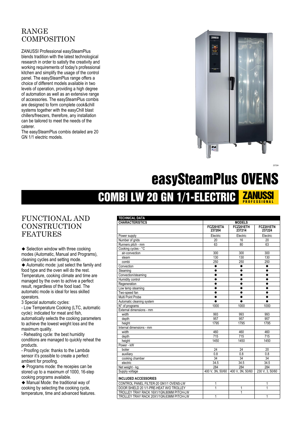 Zanussi easySteamPlus 237014 User Manual | 3 pages