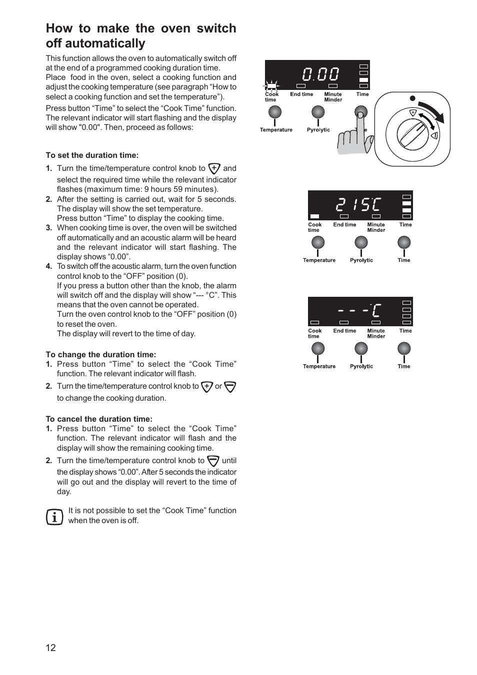 How to make the oven switch off automatically | Zanussi ZCM 650 ZCM 651 User Manual | Page 12 / 36