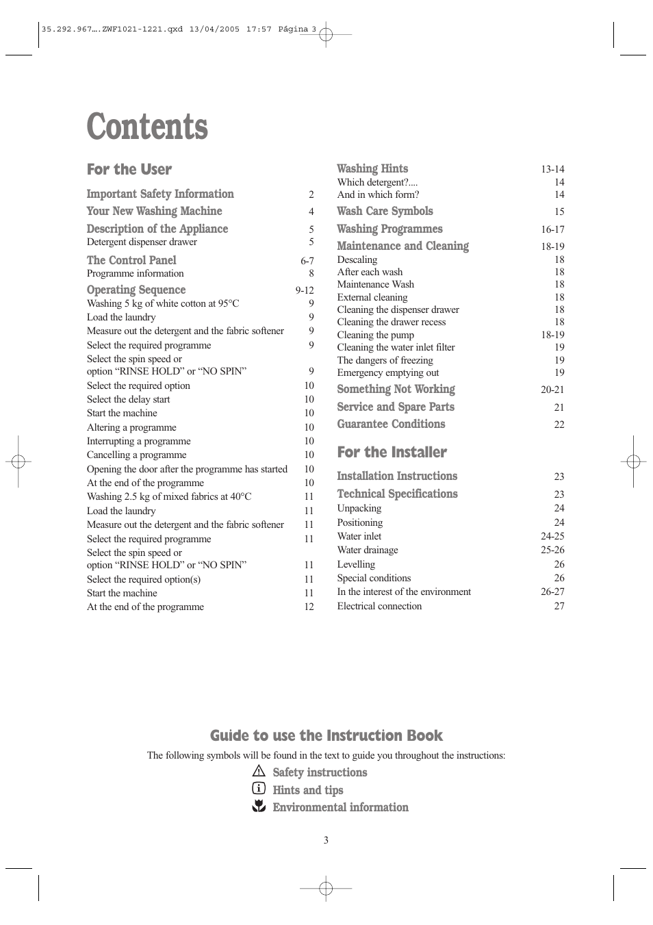 Zanussi ZWF 1221W User Manual | Page 3 / 28