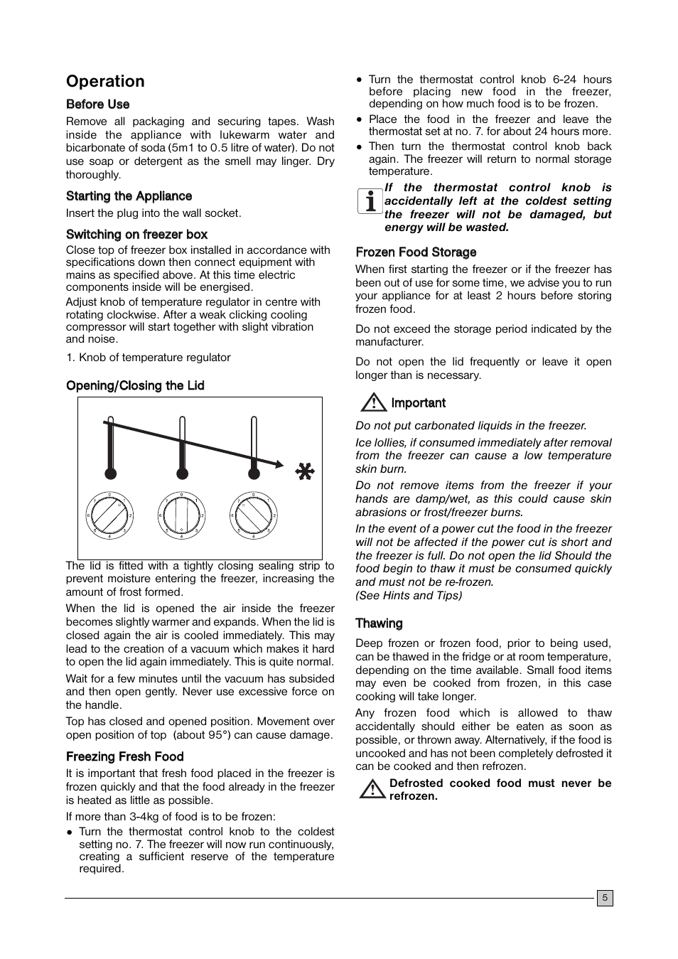 Operation | Zanussi ZFC 35C User Manual | Page 5 / 12