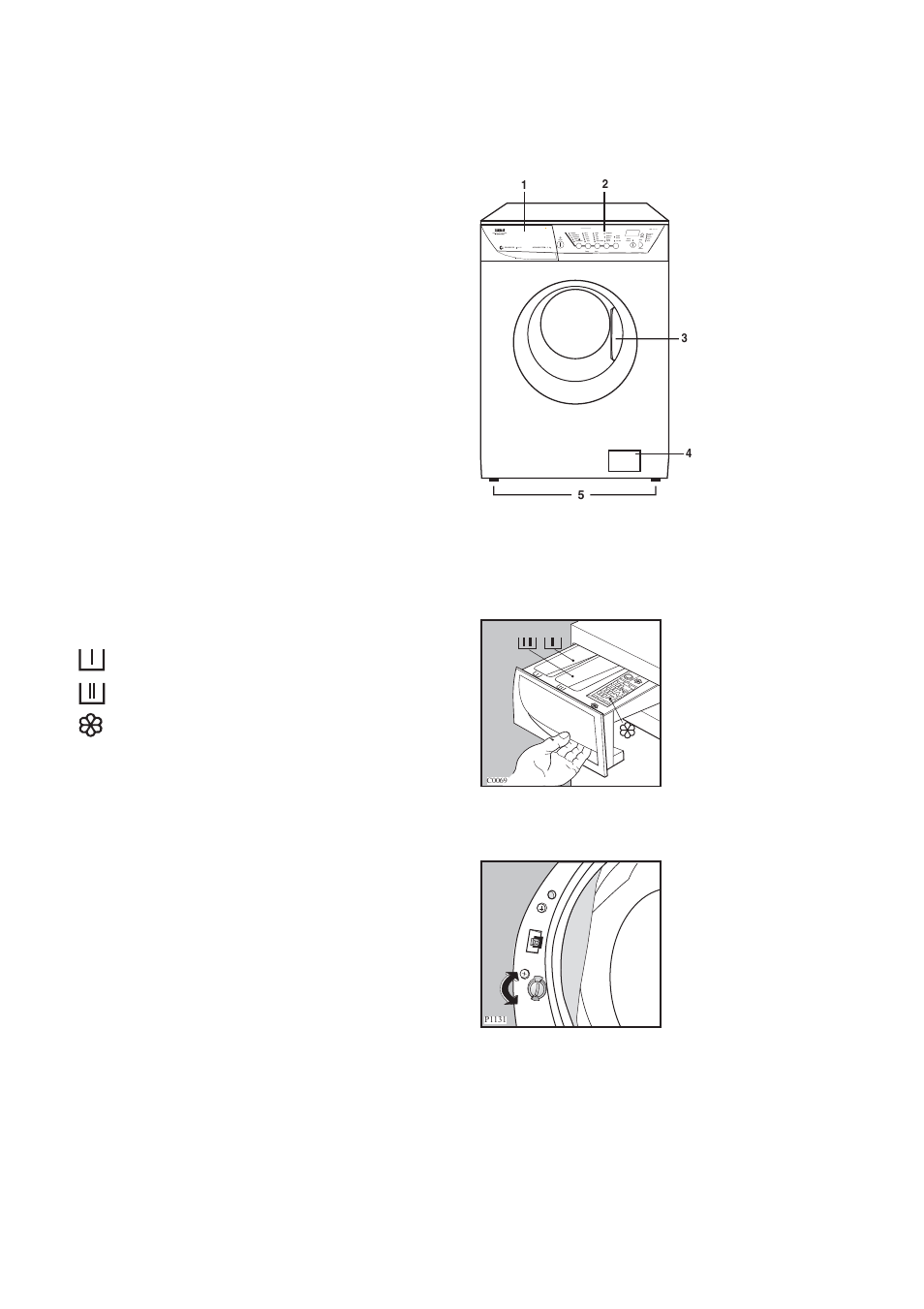 Description of the appliance, Detergent dispenser drawer, Child safety feature | Zanussi ZWF 1217 W User Manual | Page 5 / 27
