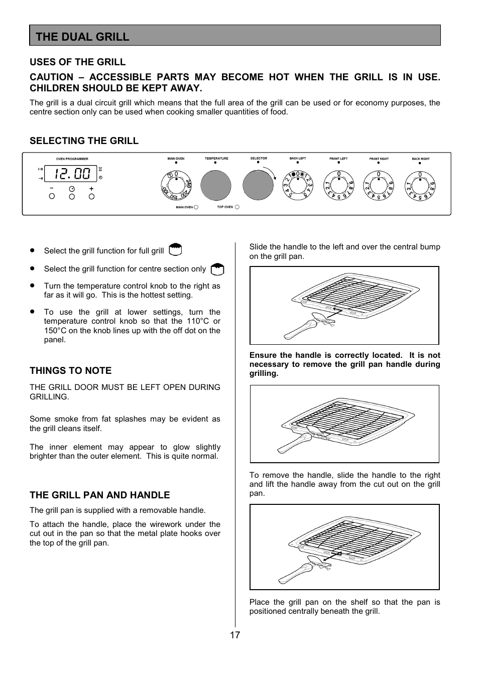 The dual grill | Zanussi ZCE 7551X User Manual | Page 17 / 36