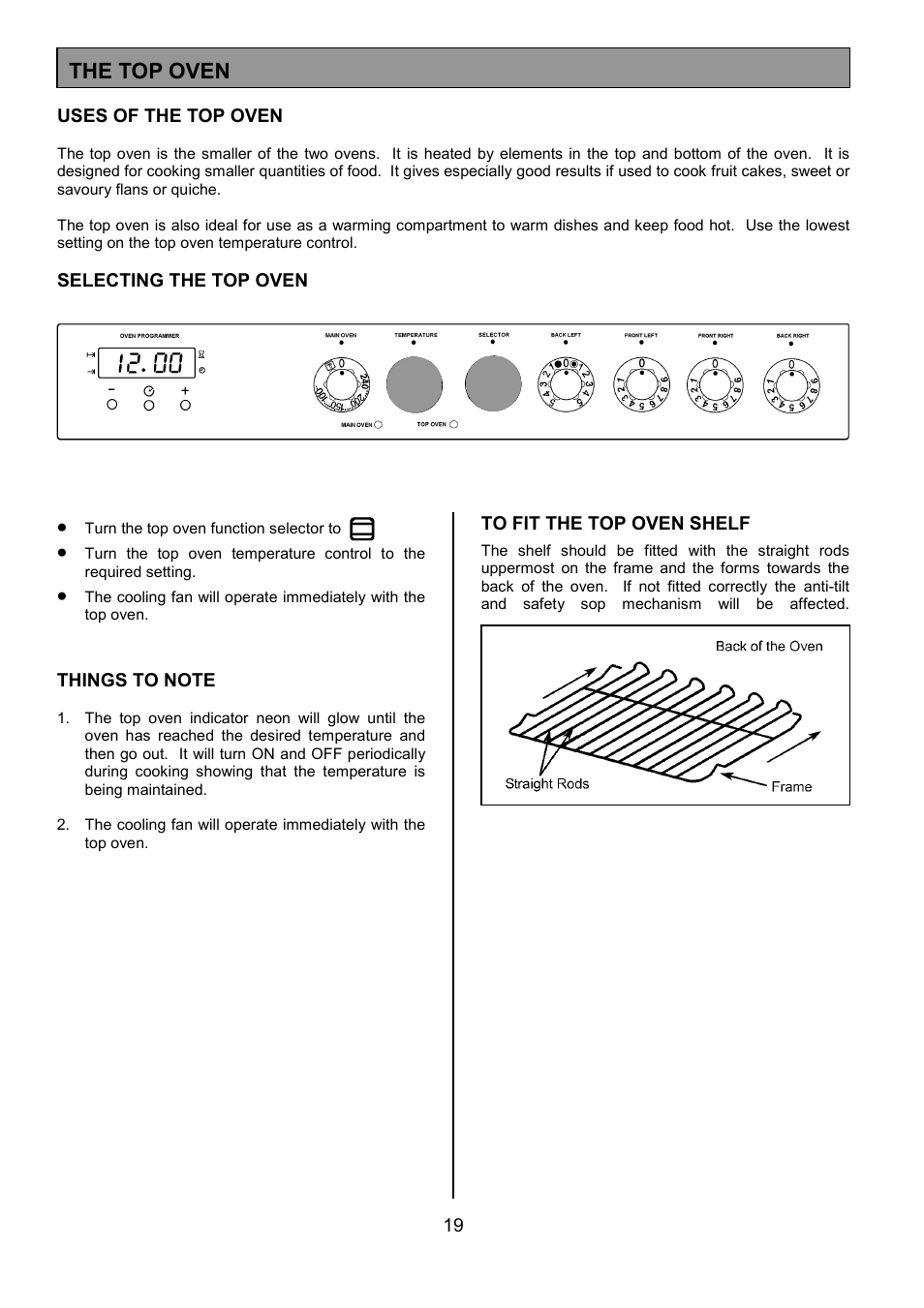 The top oven | Zanussi ZCE 7551X User Manual | Page 19 / 36