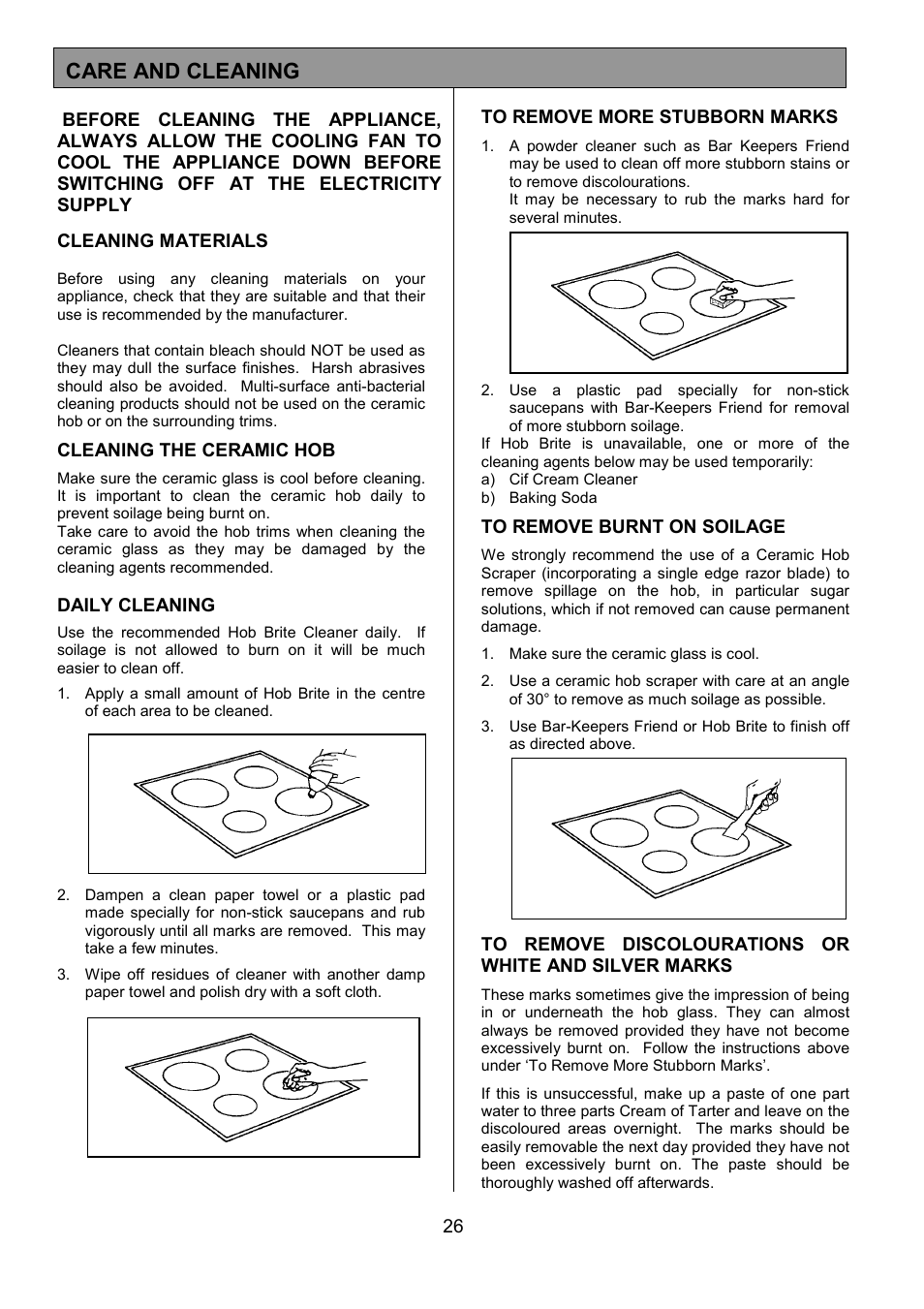Care and cleaning | Zanussi ZCE 7551X User Manual | Page 26 / 36