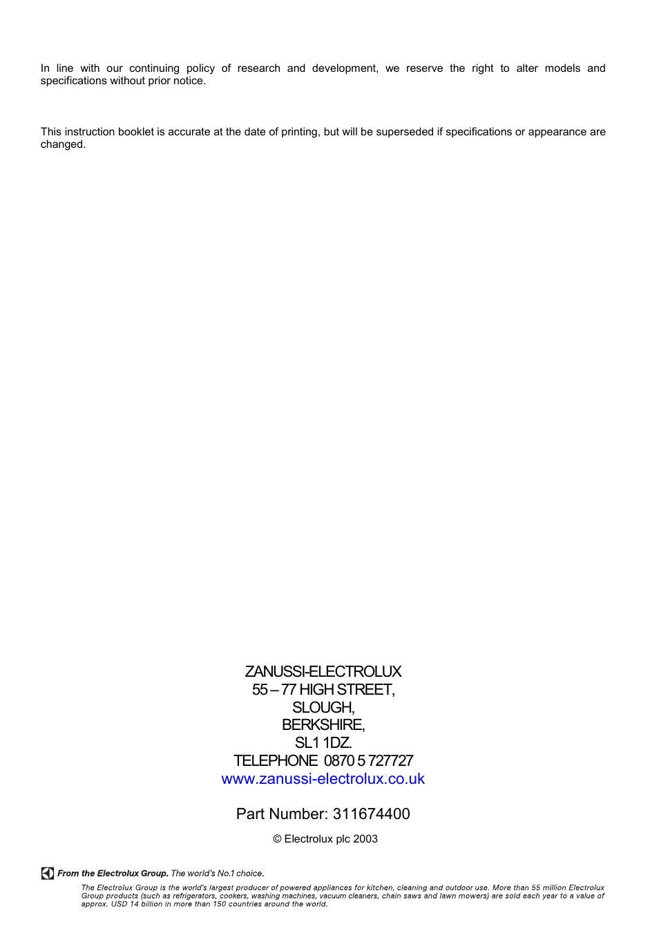 Zanussi ZCE 7551X User Manual | Page 36 / 36