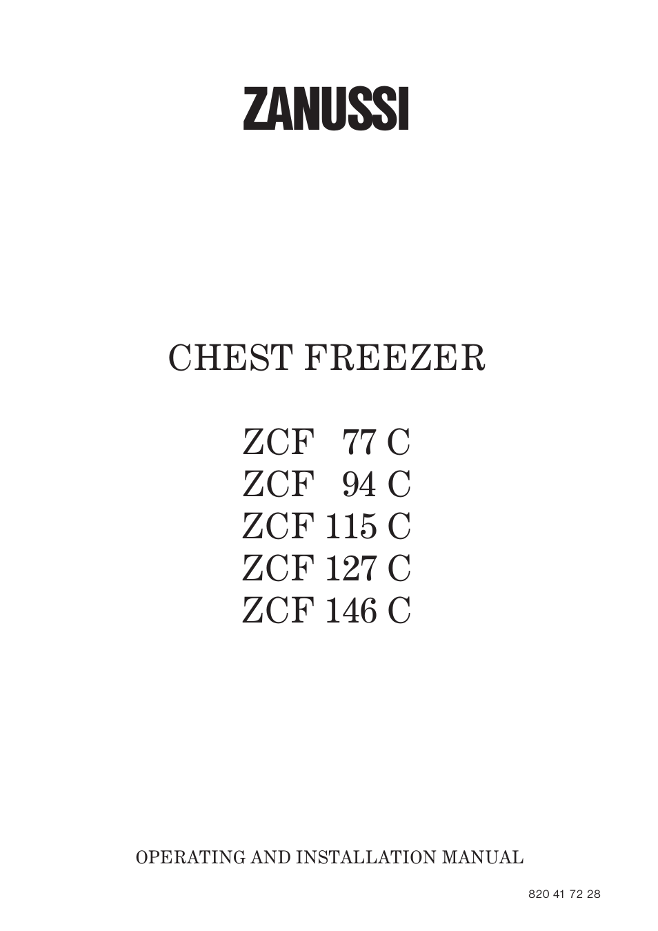 Zanussi ZCF 146 C User Manual | 16 pages