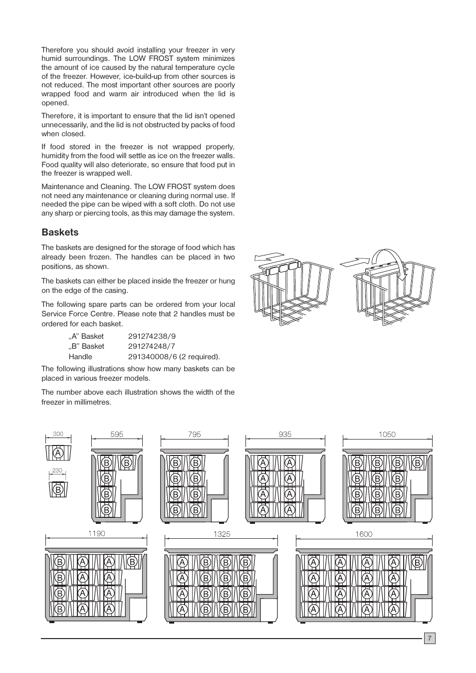 Baskets | Zanussi ZCF 146 C User Manual | Page 7 / 16