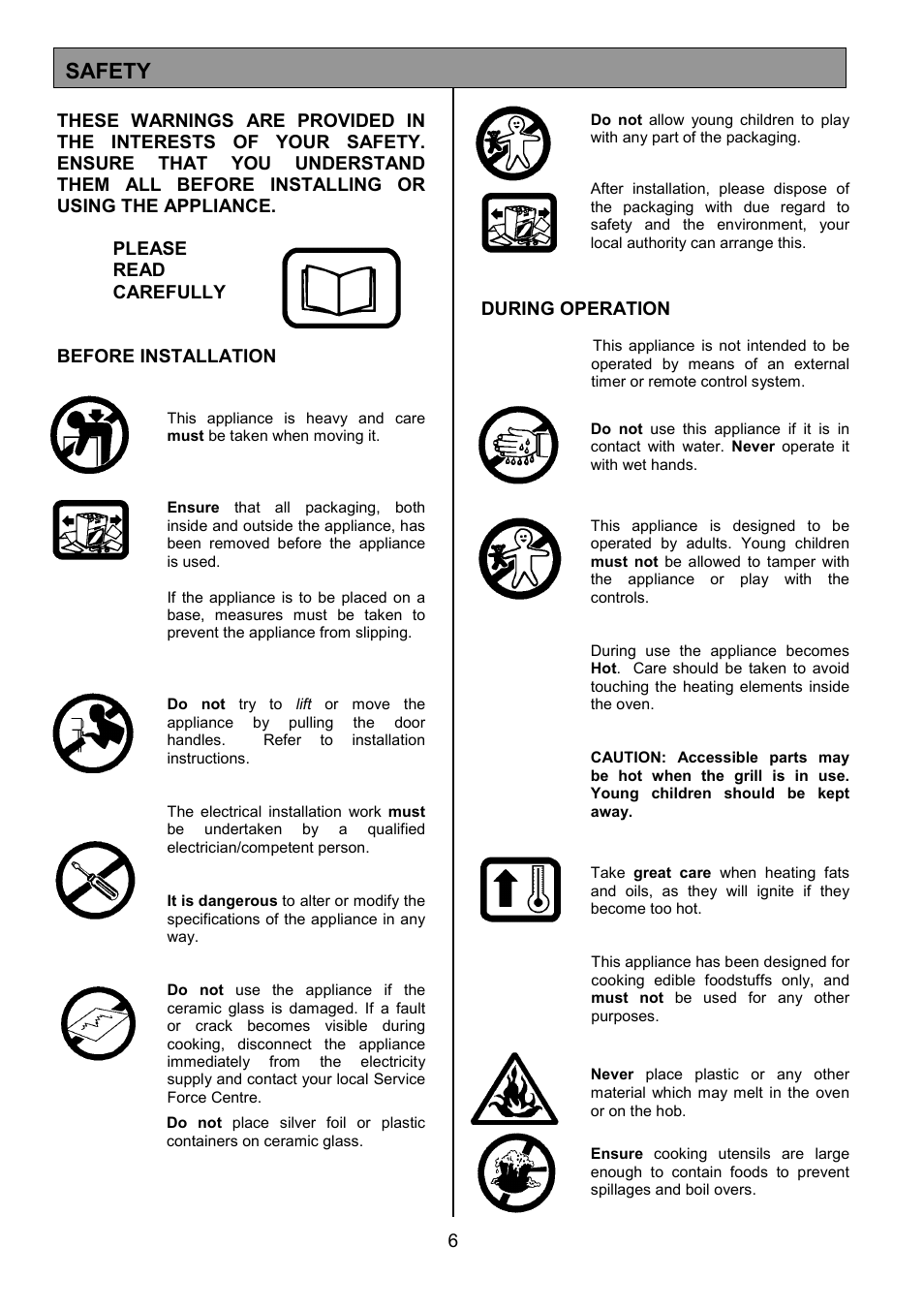 Safety | Zanussi ZCE 7702 User Manual | Page 6 / 36