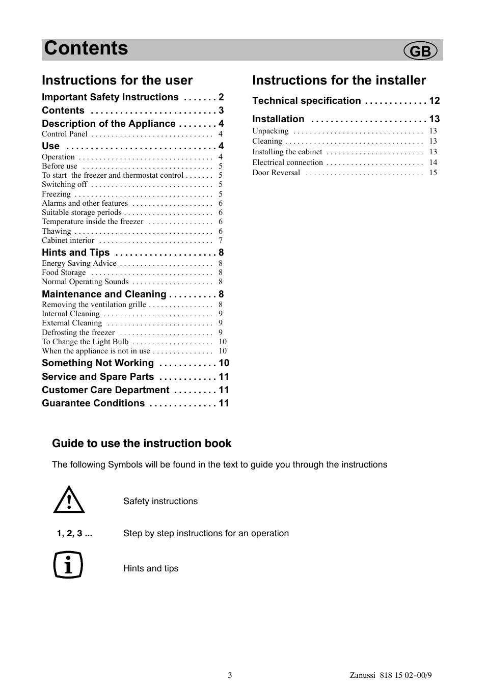 Zanussi ZV11R User Manual | Page 3 / 16