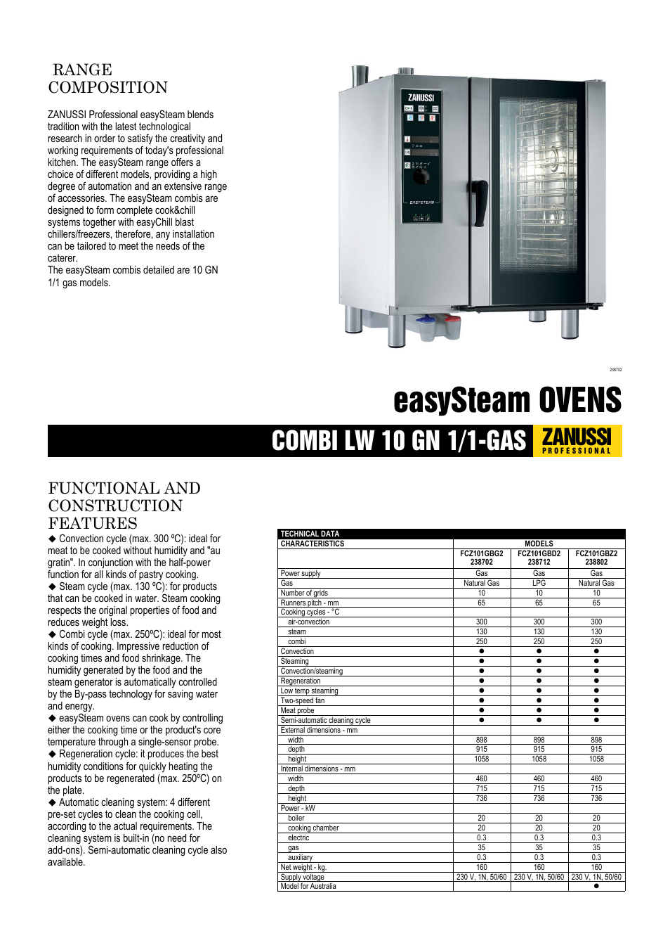 Zanussi easySteam 238502 User Manual | 3 pages