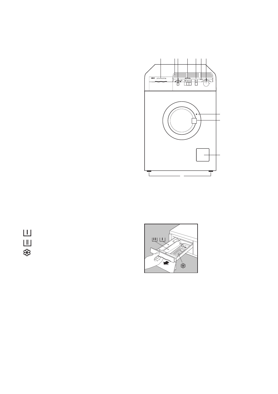 Description of the appliance, Door locked pilot light, Detergent dispenser drawer | Zanussi FJS 1097 NW User Manual | Page 5 / 27