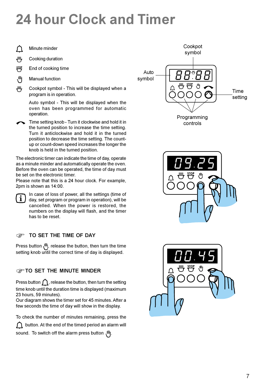 24 hour clock and timer | Zanussi ZCM 631 User Manual | Page 7 / 24